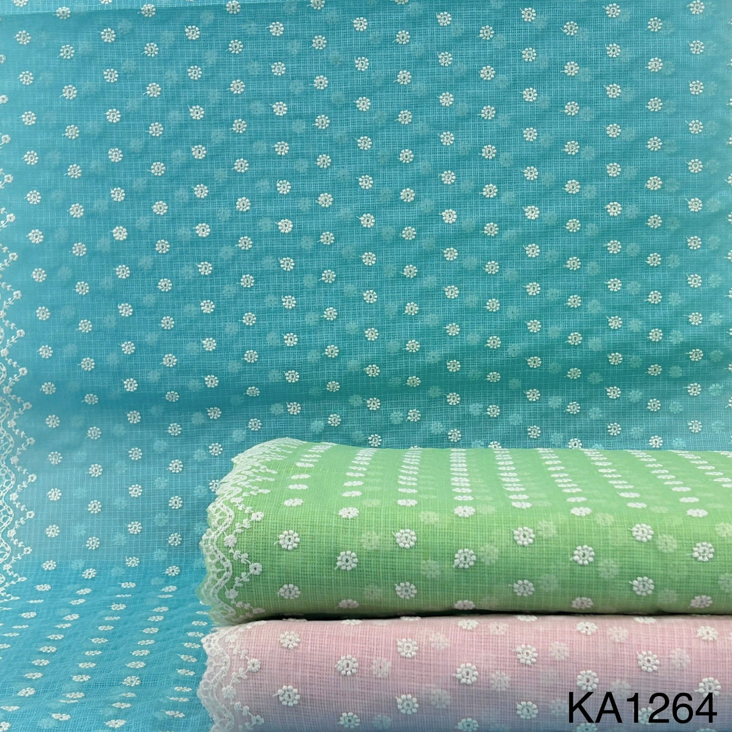 Embroidered Kota Cotton Fabric-KA1264