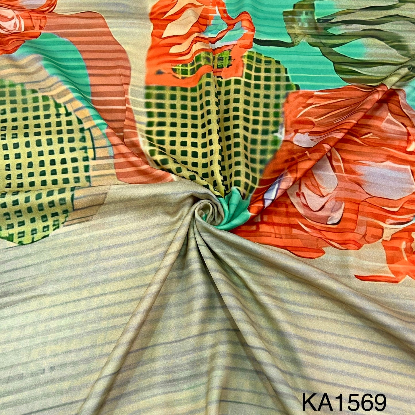 Printed Crepe Satin Fabric-KA1569