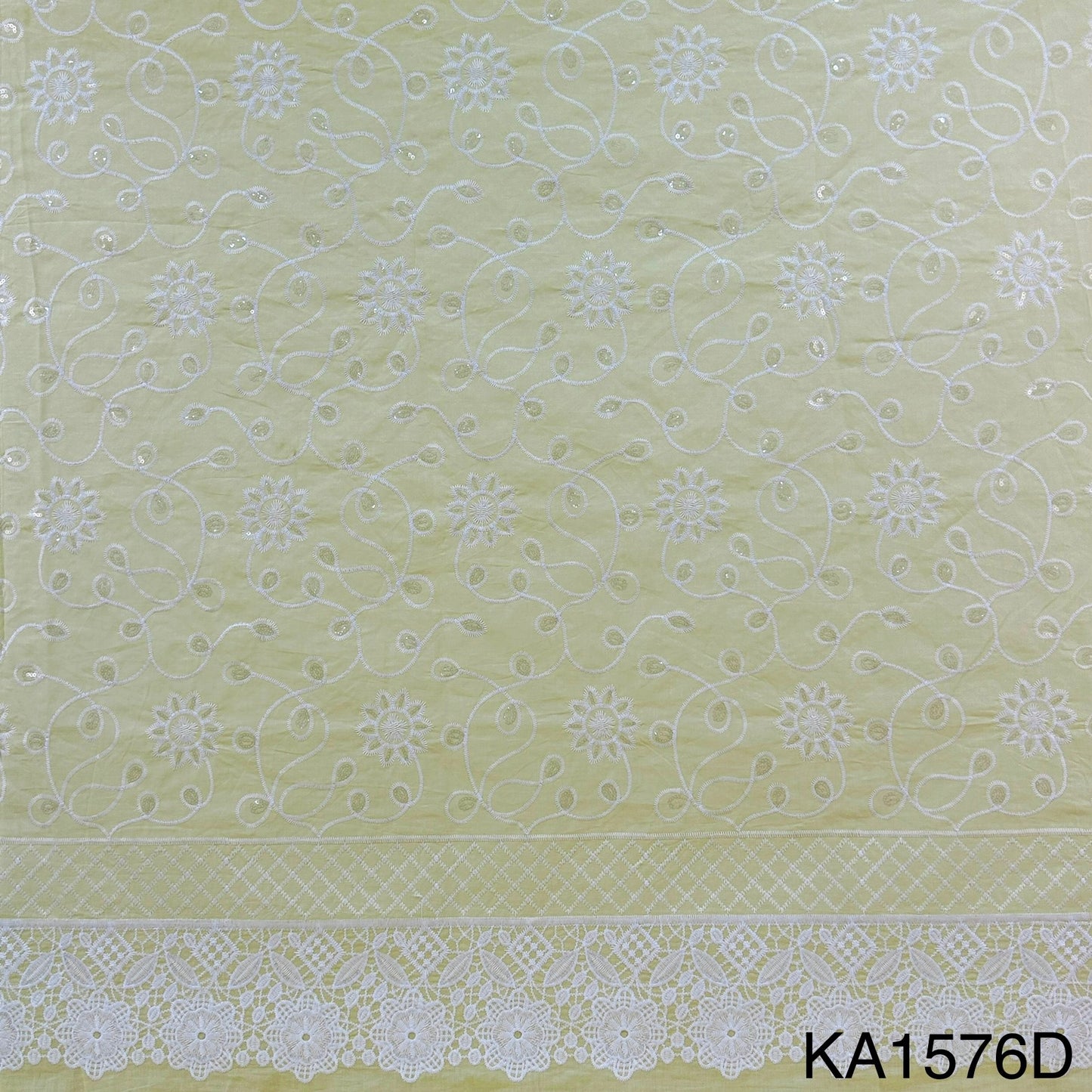 Embroidered Sequins Cotton Fabric-KA1576