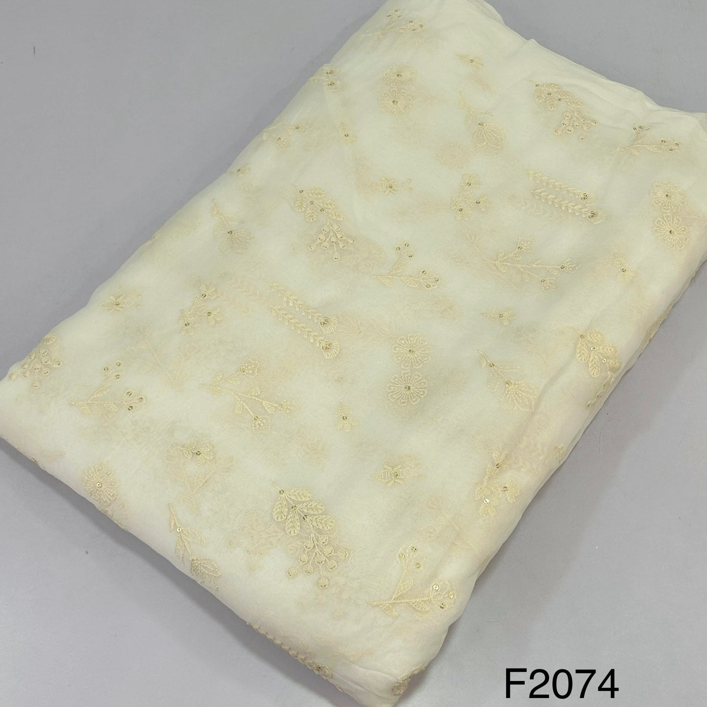 Thread Sequins Dyeable Georgette Fabric-F2074