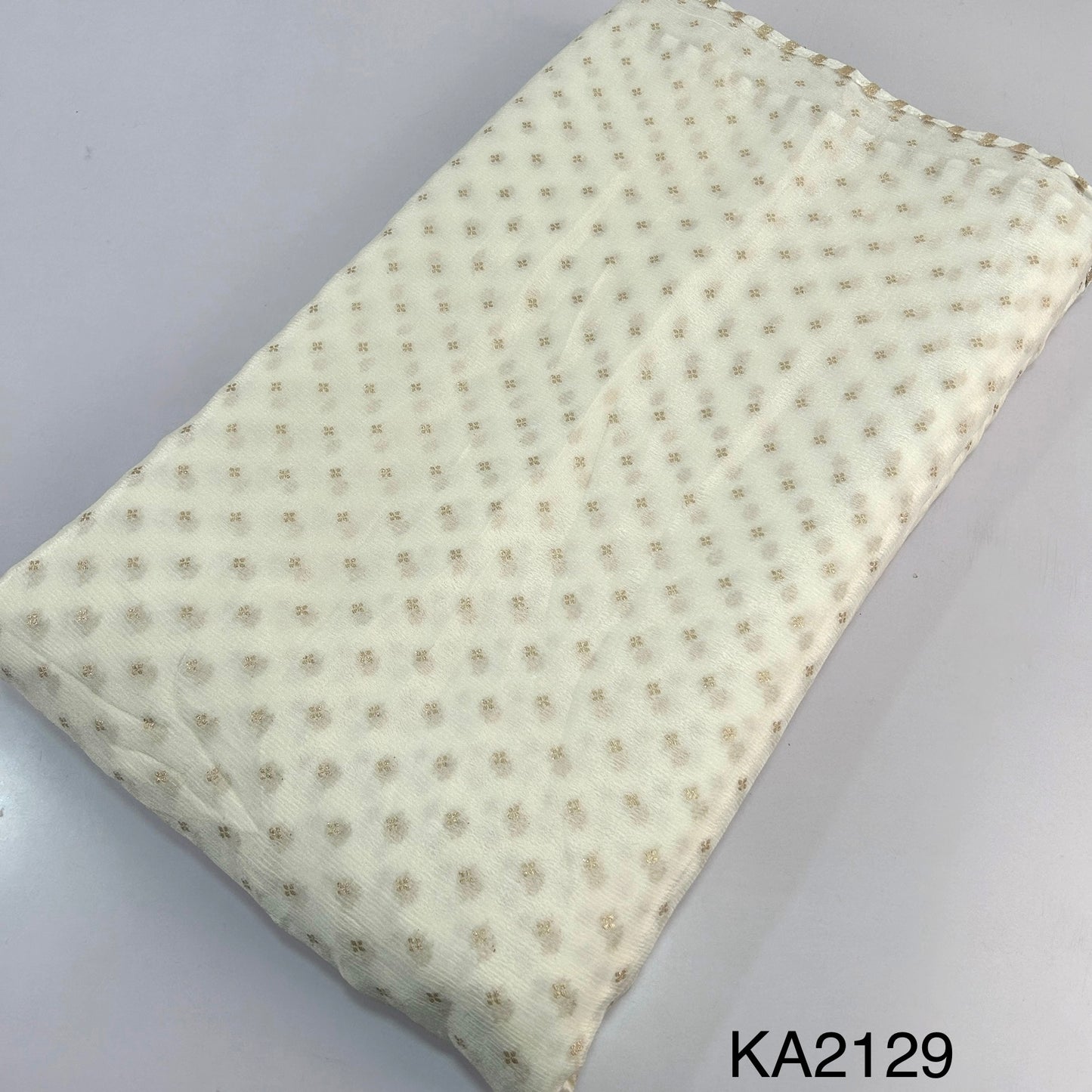 Dyeable Zari Chinon Chiffon Fabric- KA2129