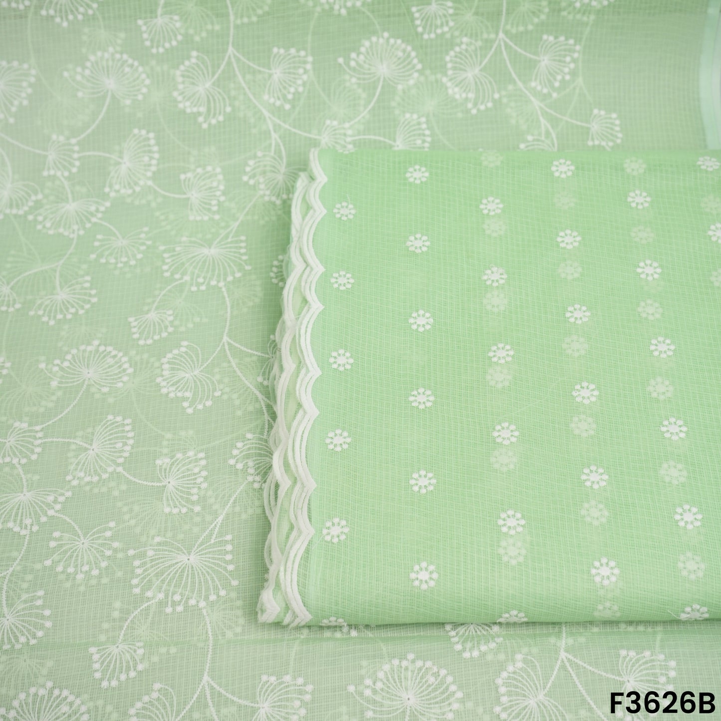 Thread Embroidered Kota Cotton Fabric-F3626