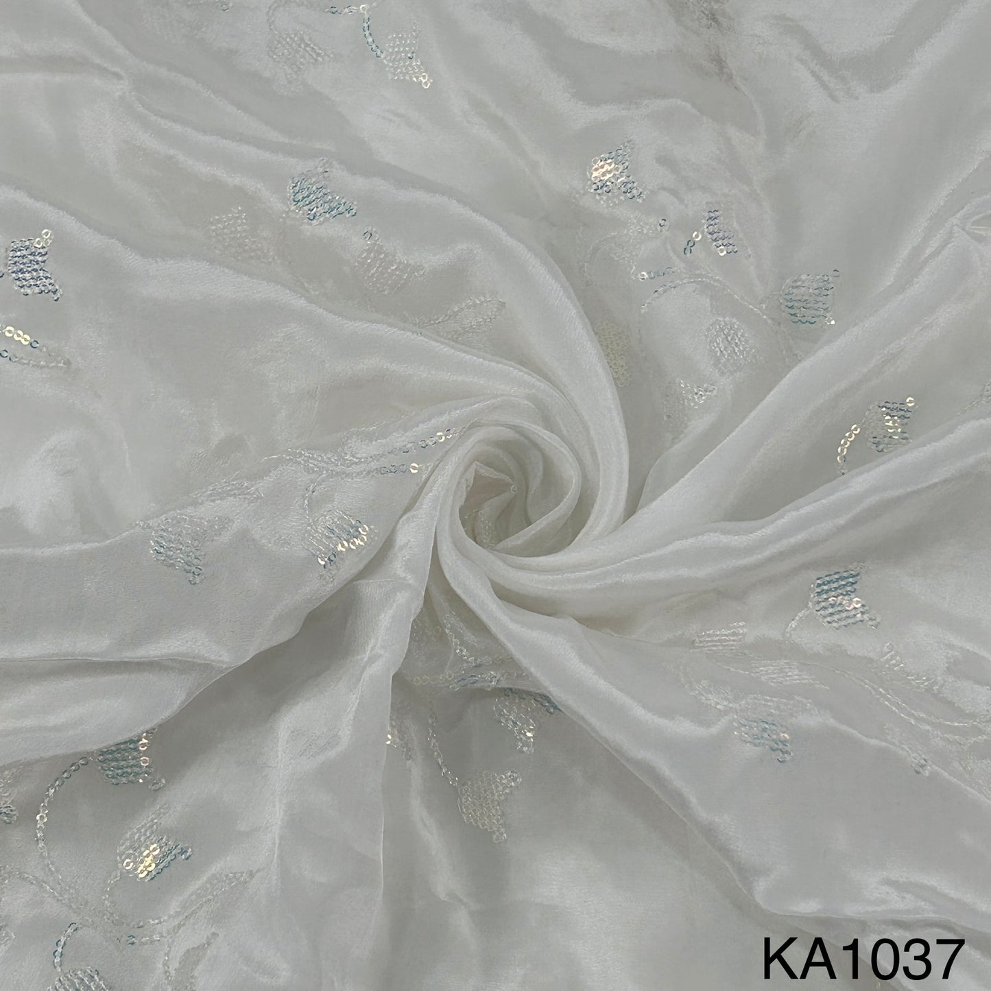 Dyeable Embroidered Sequins Crepe Fabric-KA1037