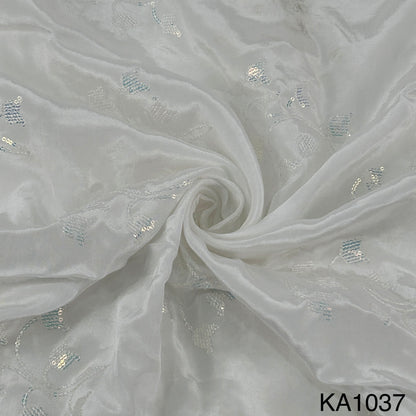 Dyeable Embroidered Sequins Crepe Fabric-KA1037