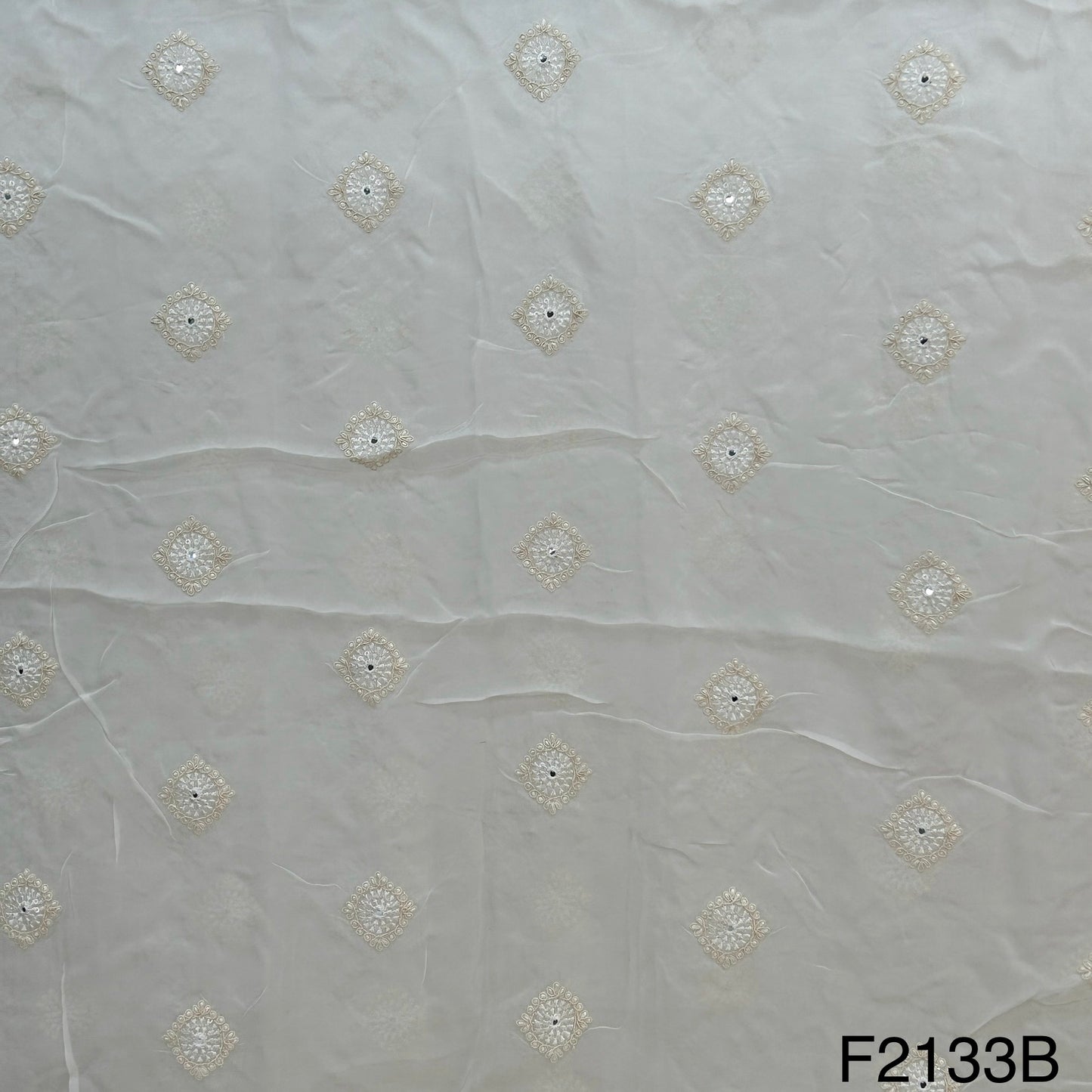 Thread Sequins Embroidered Organza Fabric-F2133