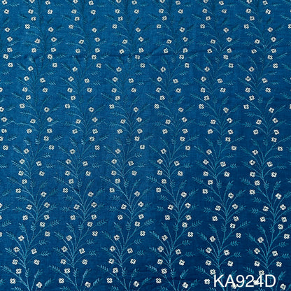 Thread Embroidered Sequins Cotton Silk Fabric KA924
