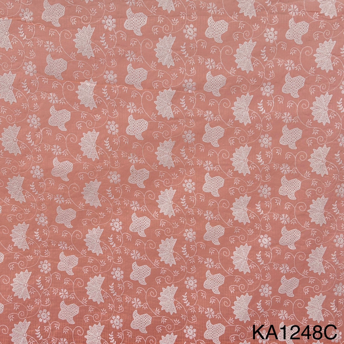 Embroidered Kota Cotton Fabric-KA1248