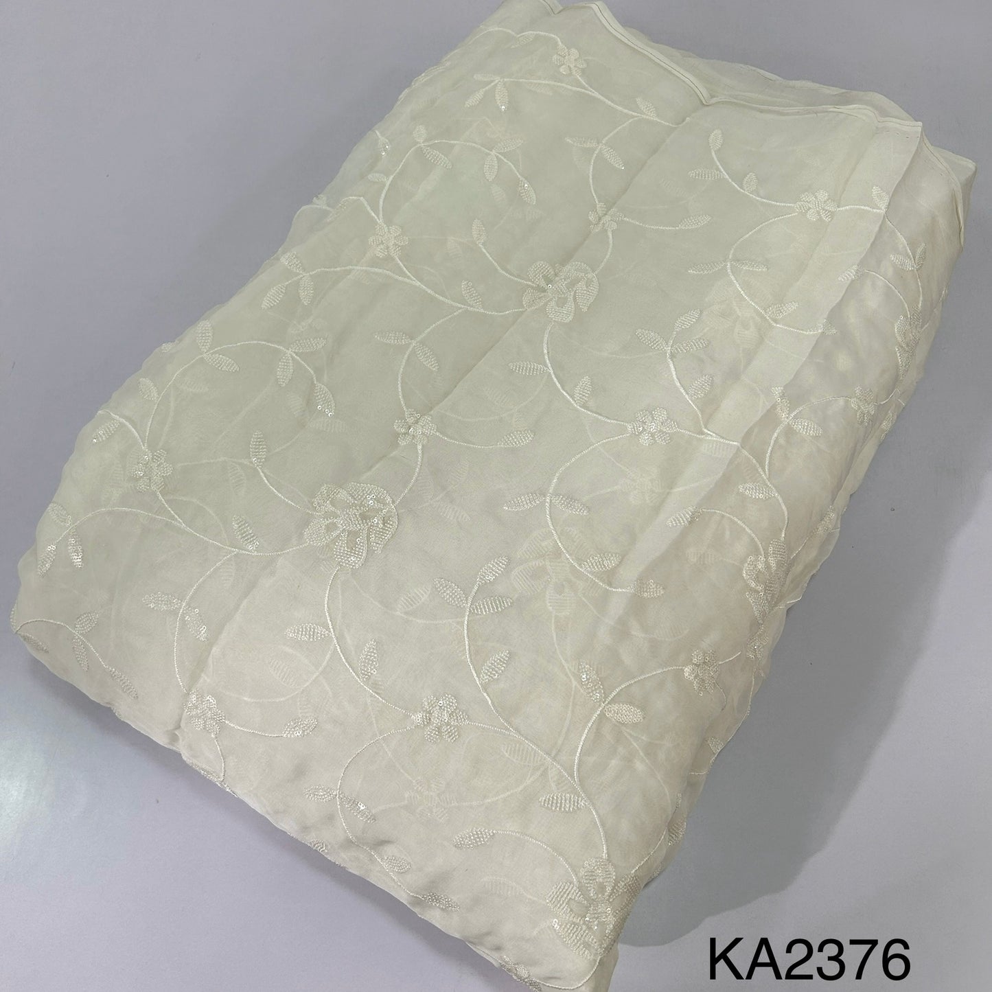 Dyeable Embroidered Sequins Organza Fabric - KA2376