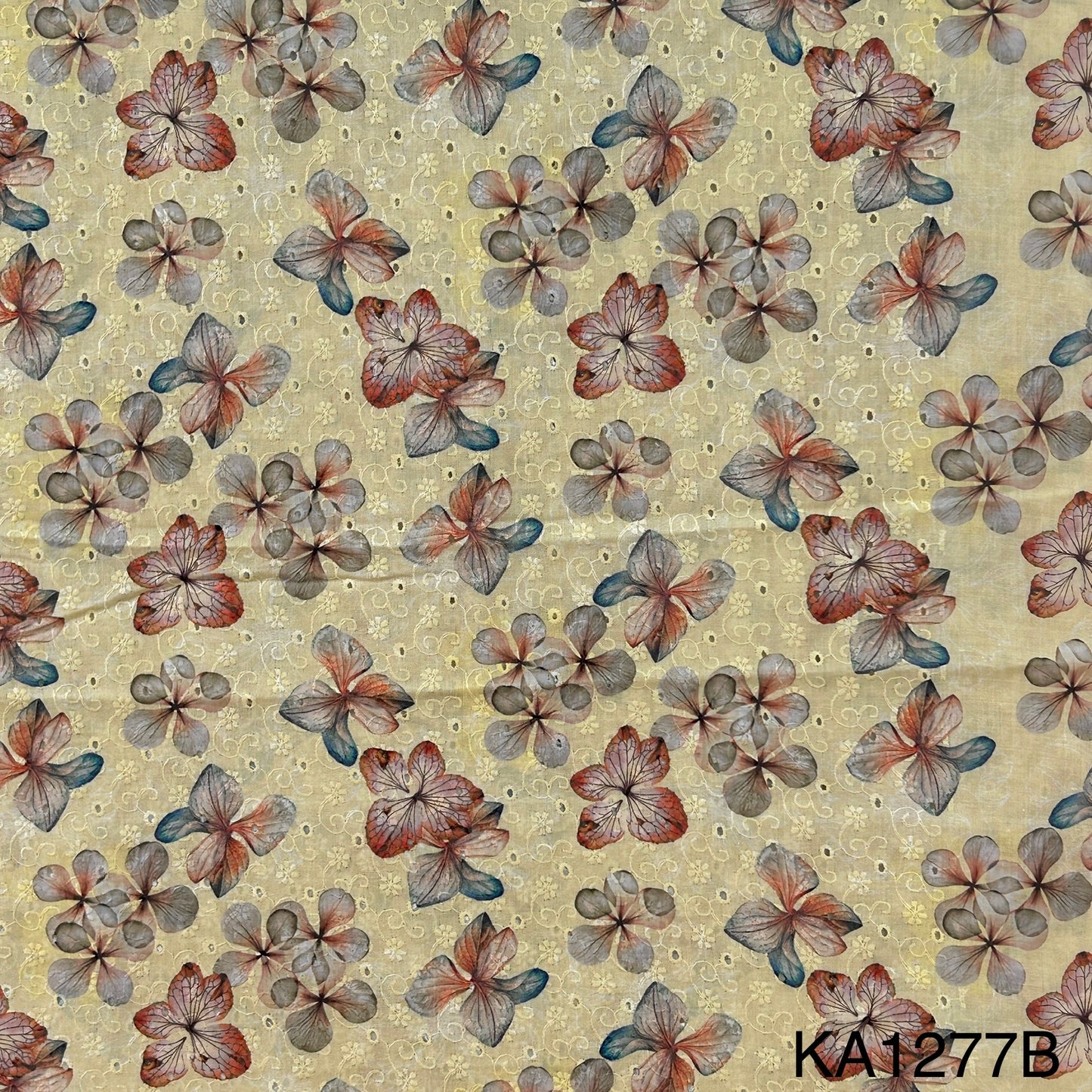 Chikankari Printed Cotton Fabric-KA1277