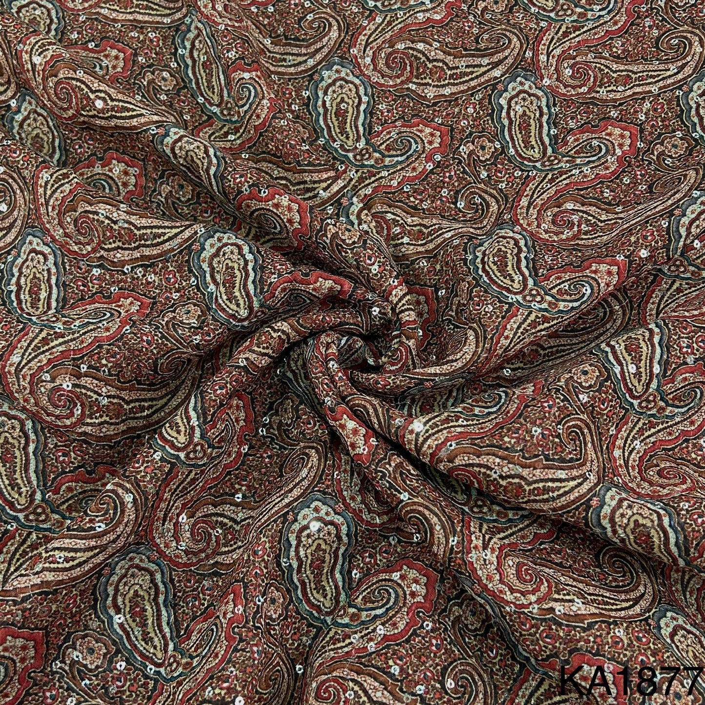 Printed Sequins Georgette Fabric-KA1877