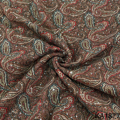 Printed Sequins Georgette Fabric-KA1877