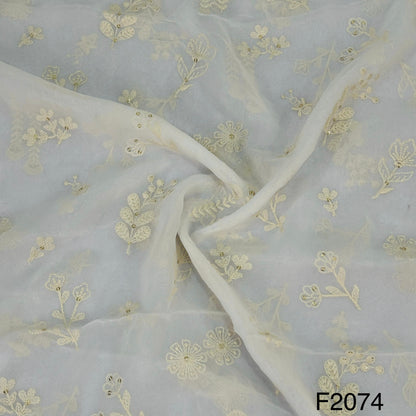 Thread Sequins Dyeable Georgette Fabric-F2074