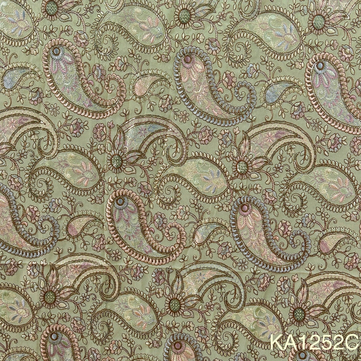 Thread Sequins Embroidered Georgette Fabric-KA1252