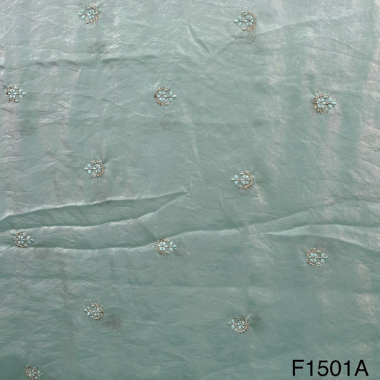 Zari Sequins Buti shiny organza Fabric-F1501