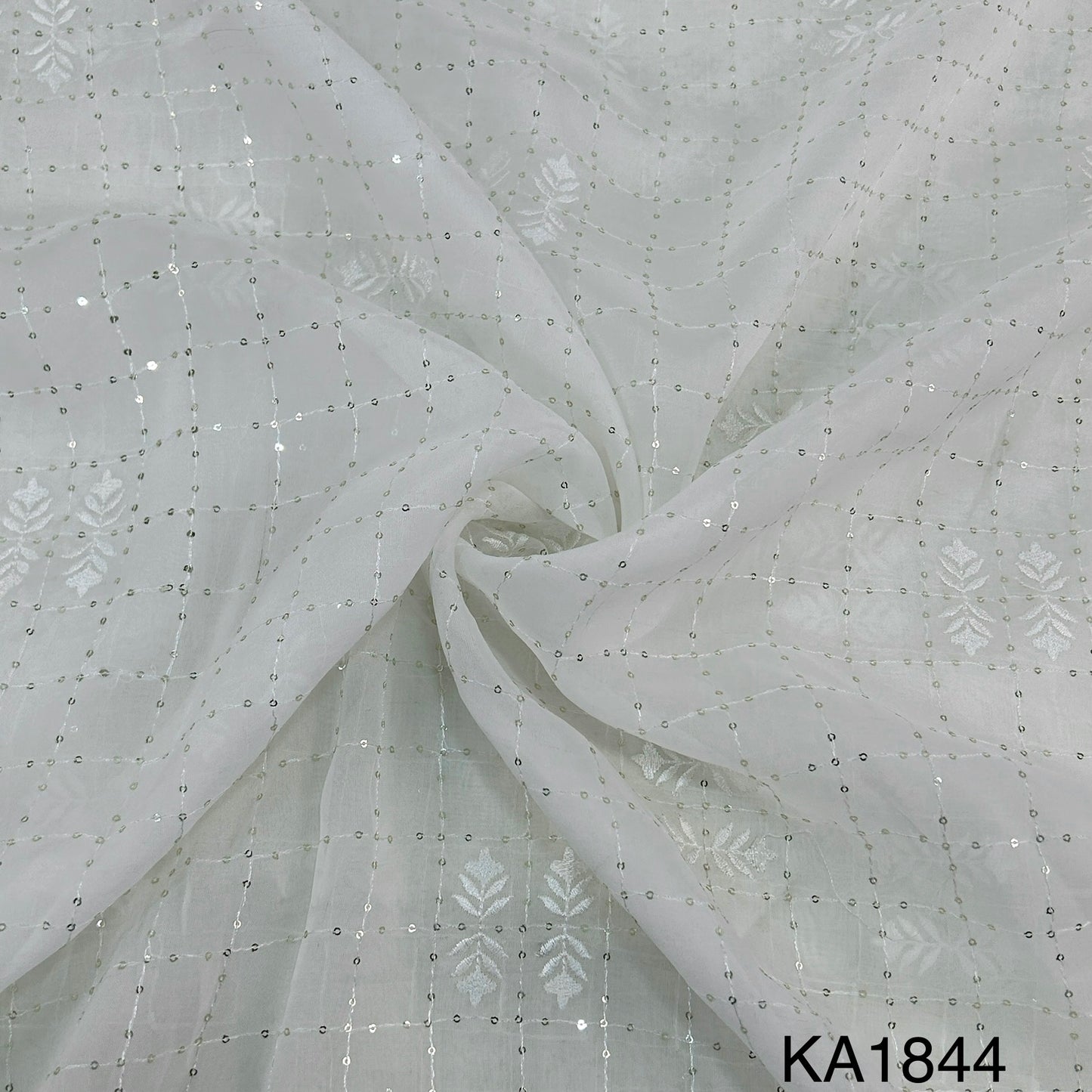 Dyeable Sequins Georgette Fabric - KA1844