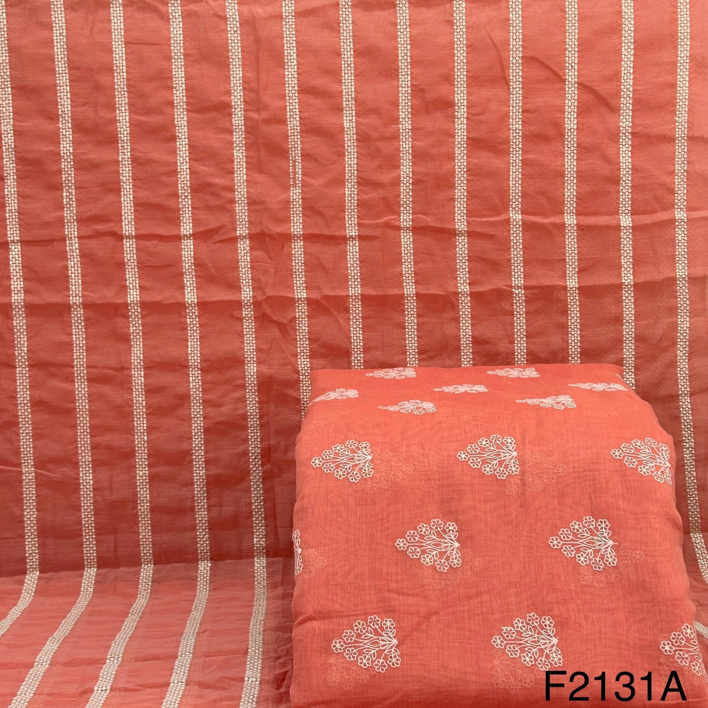 Thread Sequins Embroidered Chanderi Fabric-F2131