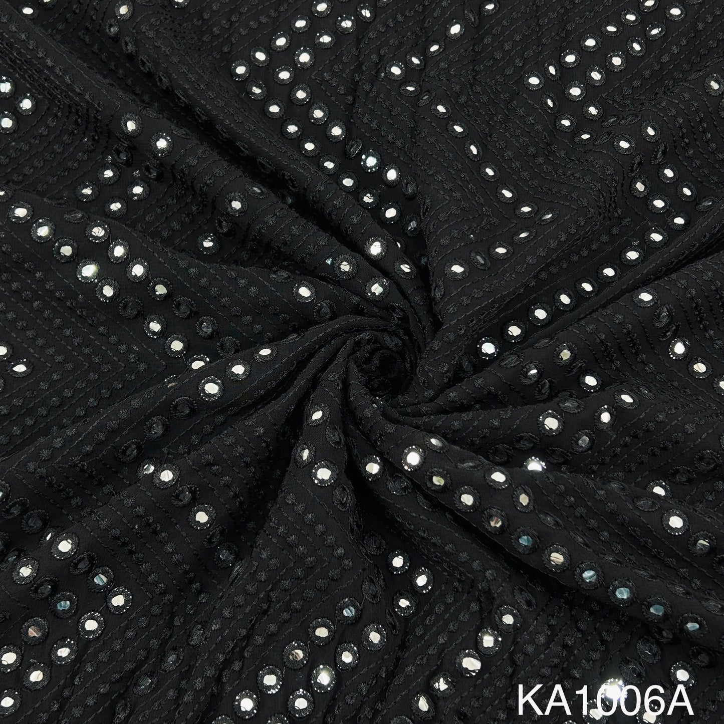 Embroidered Faux Mirror Georgette Fabric-KA1006