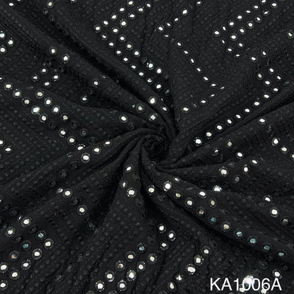 Embroidered Faux Mirror Georgette Fabric-KA1006