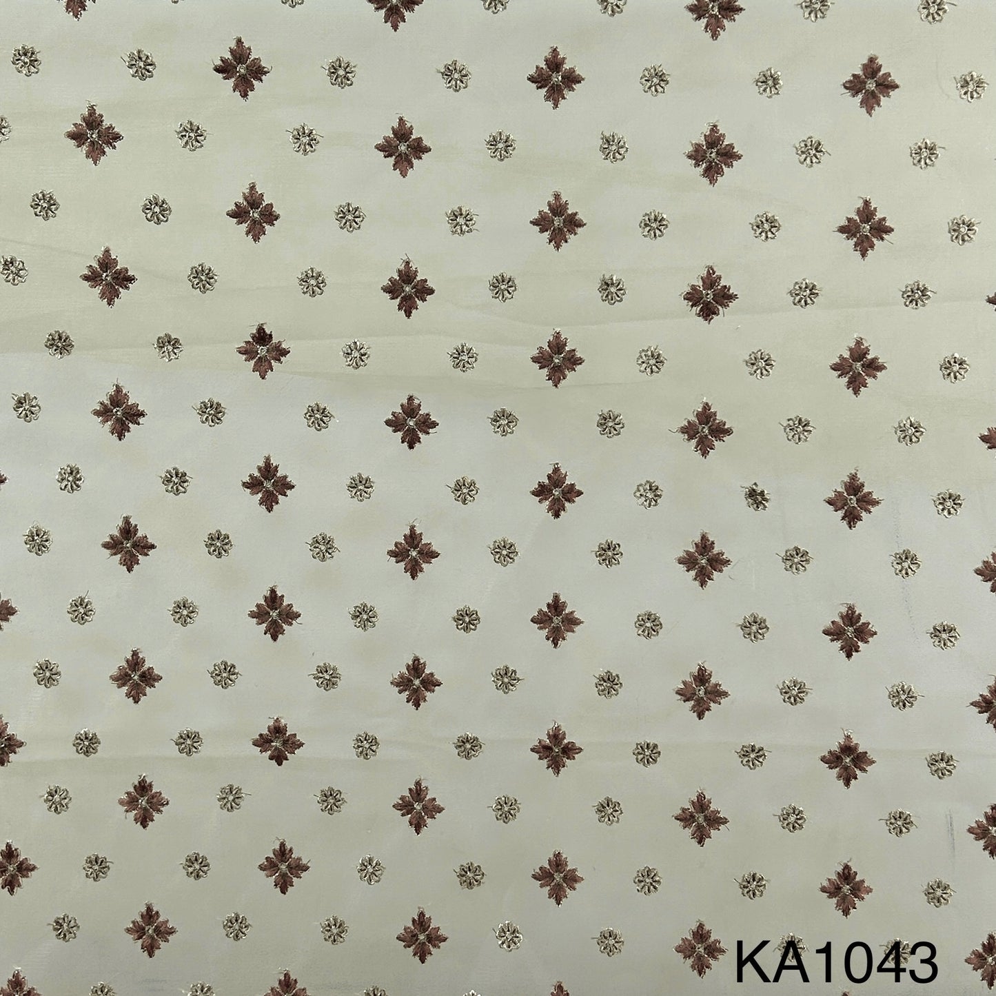 Thread Zari Embroidered Net Fabric-KA1043