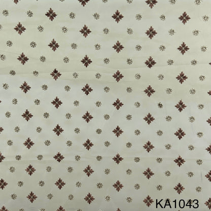 Thread Zari Embroidered Net Fabric-KA1043