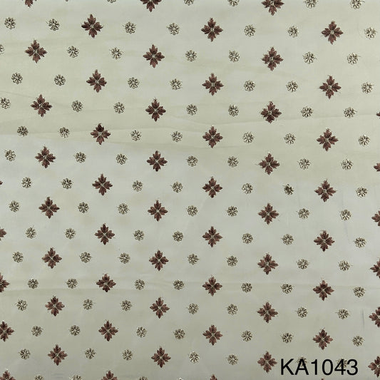 Thread Zari Embroidered Net Fabric-KA1043