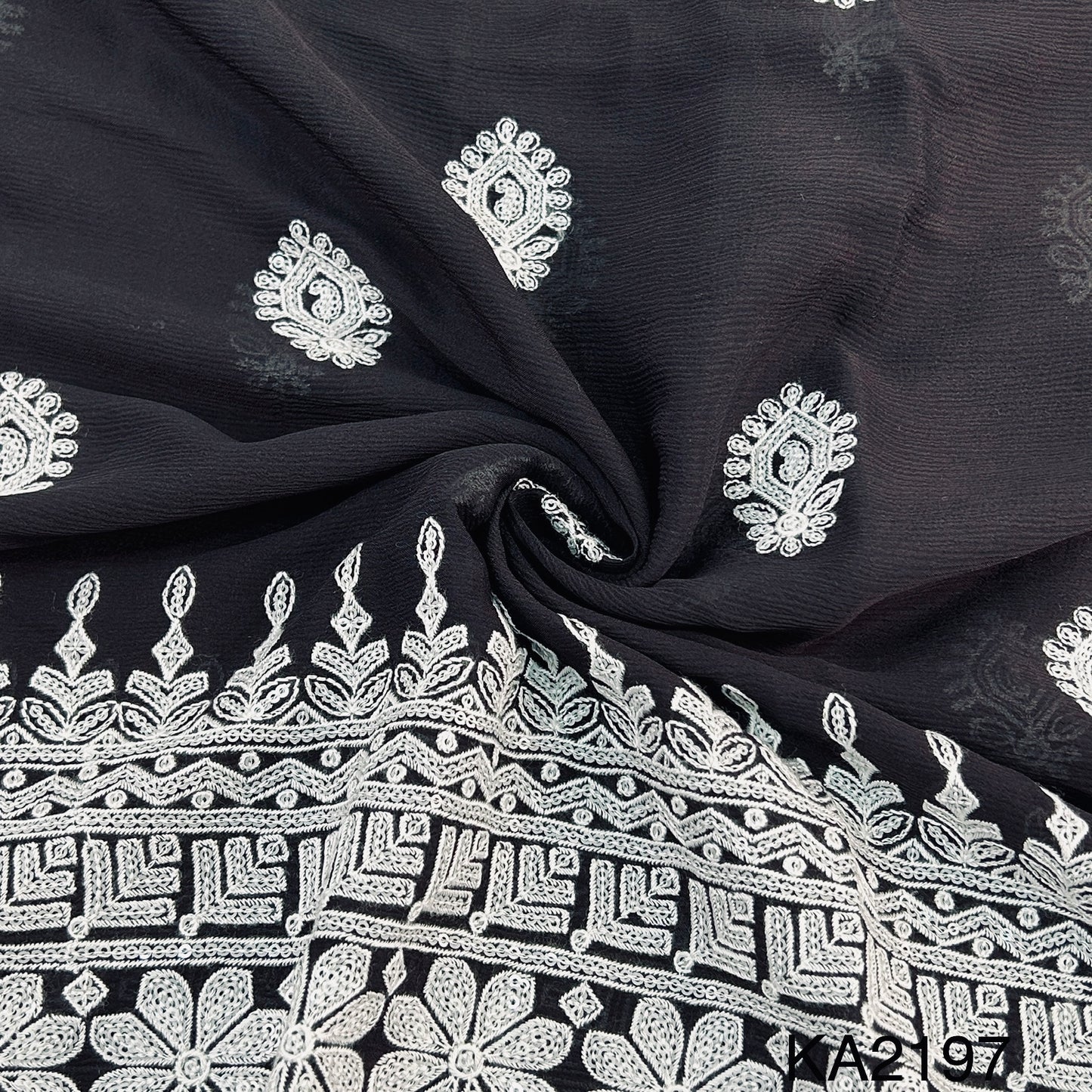 Embroidered Sequins Chinon Fabric-KA2197