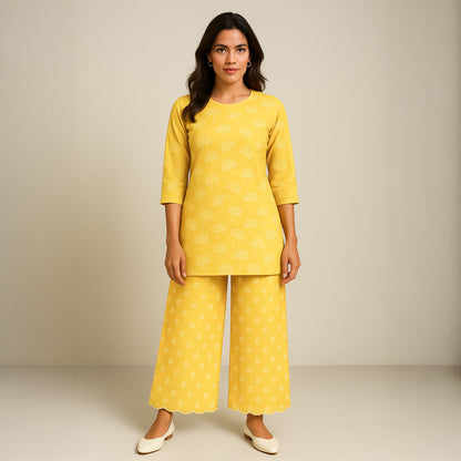 Thread Embroidered Kota Cotton Fabric-F3626