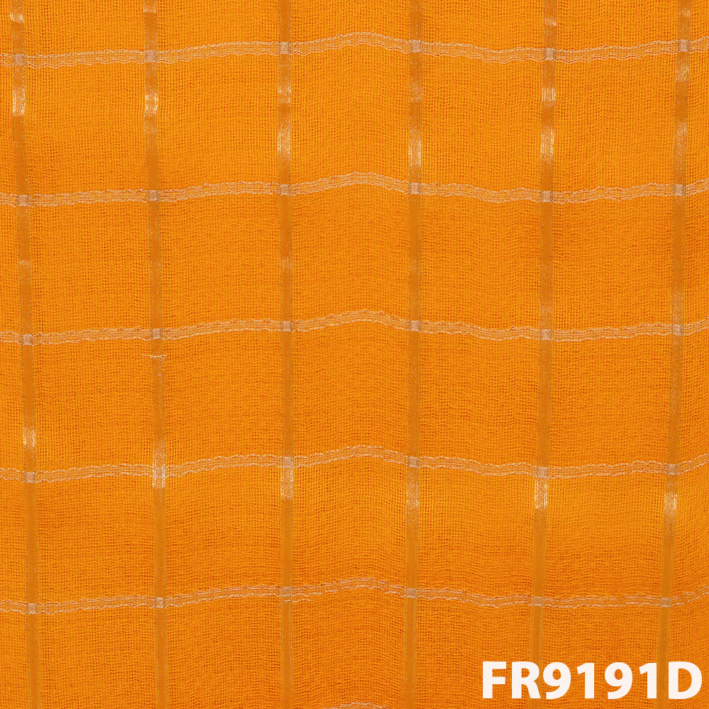 Zari Check Jute Silk Fabric-FR9191