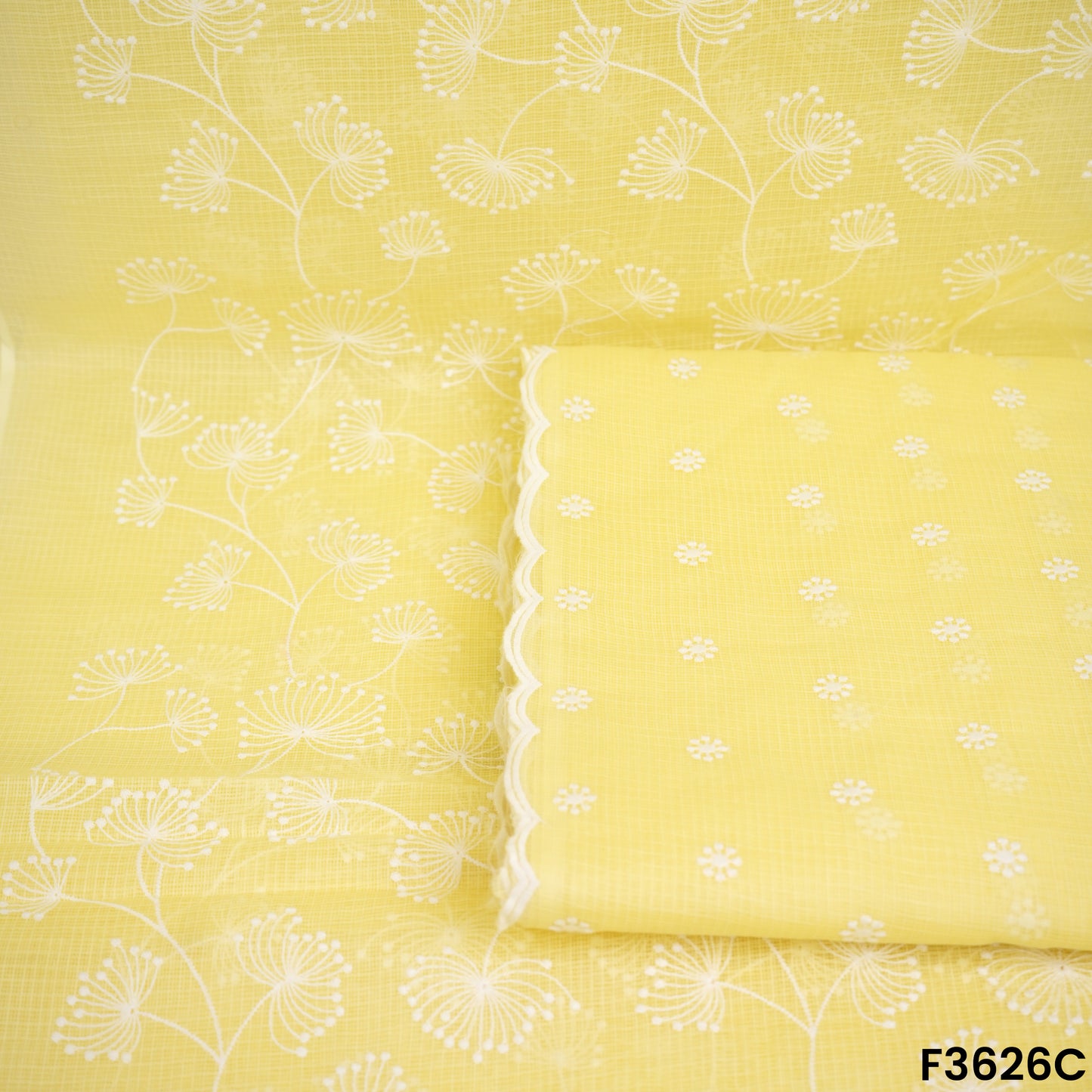 Thread Embroidered Kota Cotton Fabric-F3626