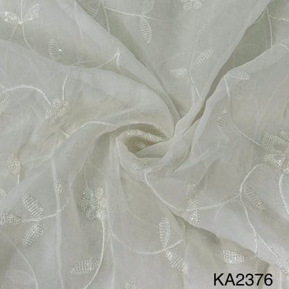 Dyeable Embroidered Sequins Organza Fabric - KA2376