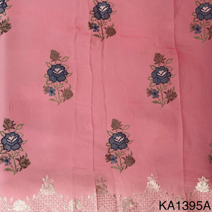 Thread Embroidered Pure Silk Organza Fabric-KA1950