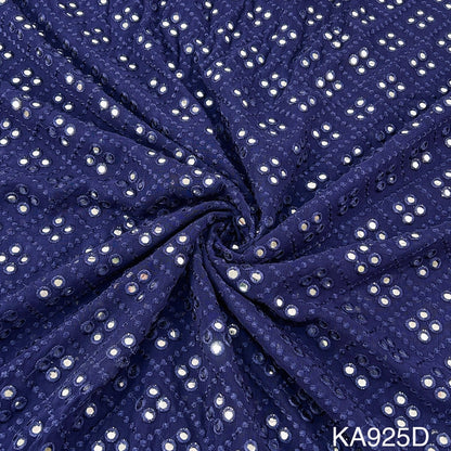 Embroidered Faux Mirror Georgette Fabric-KA925