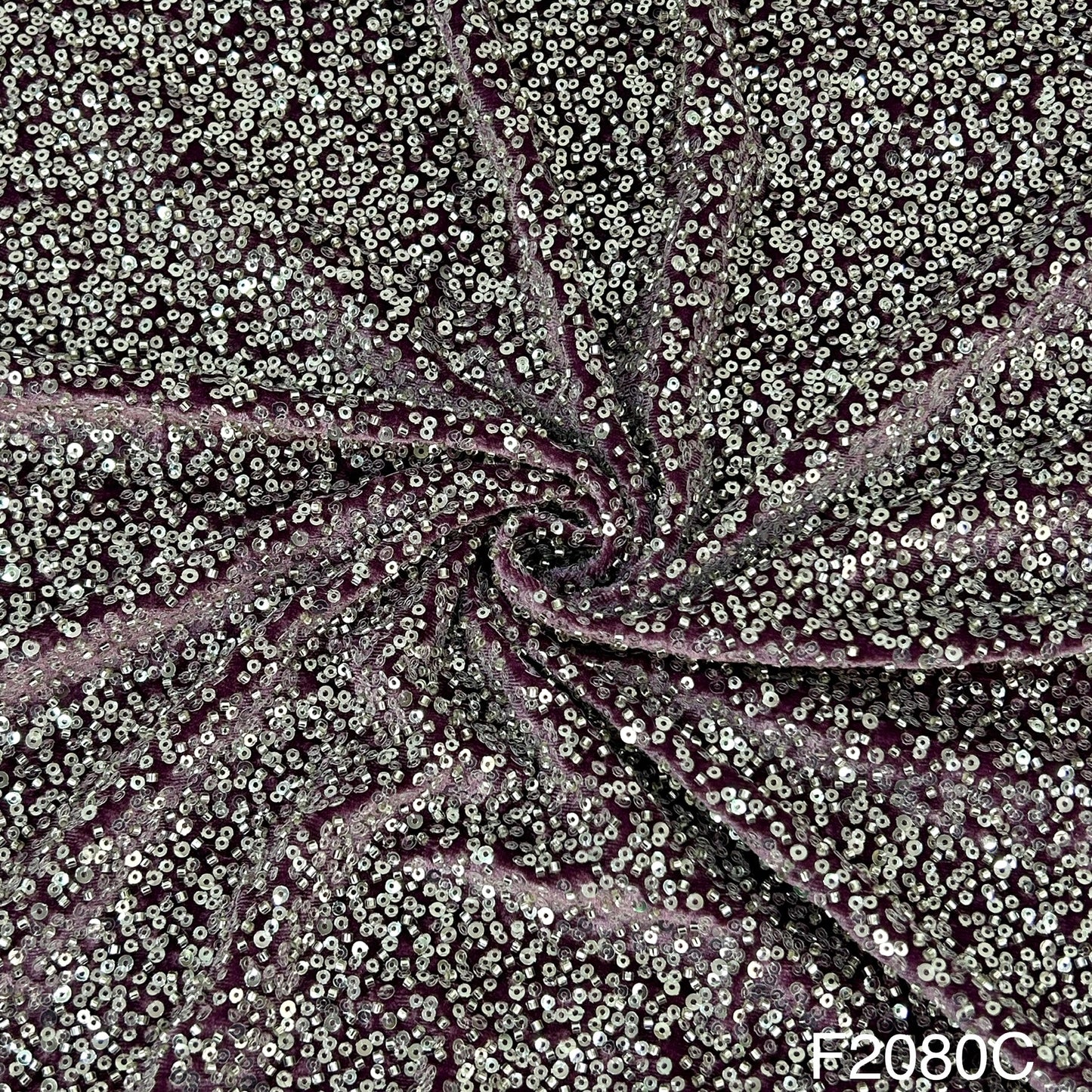 Cut Dana Work Sequins Embroidered Velvet Fabric-F2080