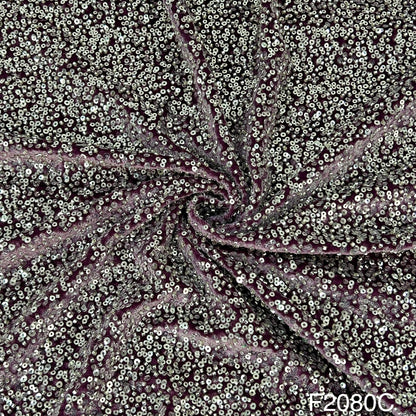 Cut Dana Work Sequins Embroidered Velvet Fabric-F2080