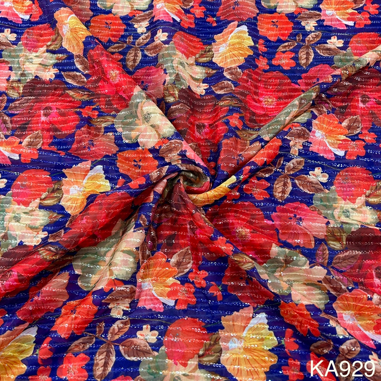 Printed Sequins Organza Fabric-KA929