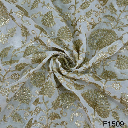 Zari Embroidered Georgette Fabric-F1509