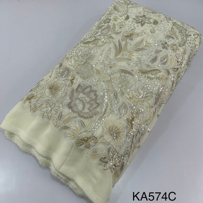 Thread Embroidered Sequins Georgette Fabric-KA574