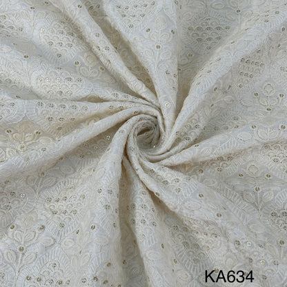 Thread Sequins Dyeable Silk Fabric-KA634