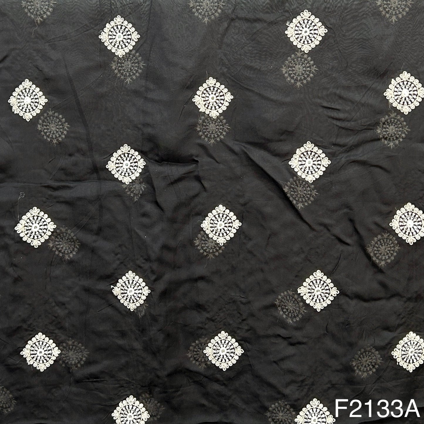 Thread Sequins Embroidered Organza Fabric-F2133