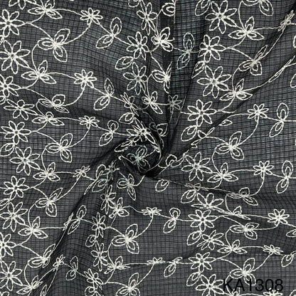 Embroidered Kota Cotton Fabric-KA1308