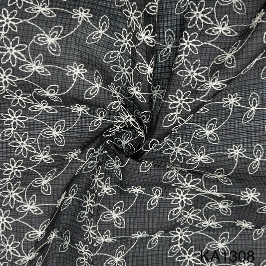 Embroidered Kota Cotton Fabric-KA1308