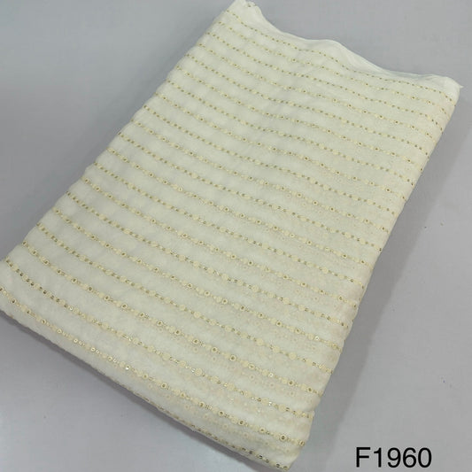 Dyeable Thread Sequins Embroidered Georgette Fabric - F1960