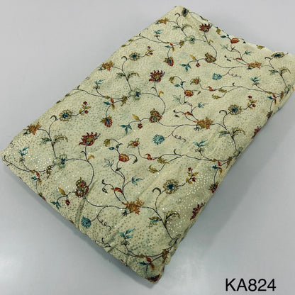 Embroidered Sequins Printed Chinnon Chiffon Fabric-KA824