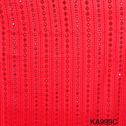 Embroidered Faux Mirror Georgette Fabric-KA999