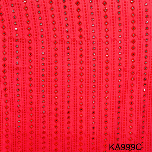 Embroidered Faux Mirror Georgette Fabric-KA999