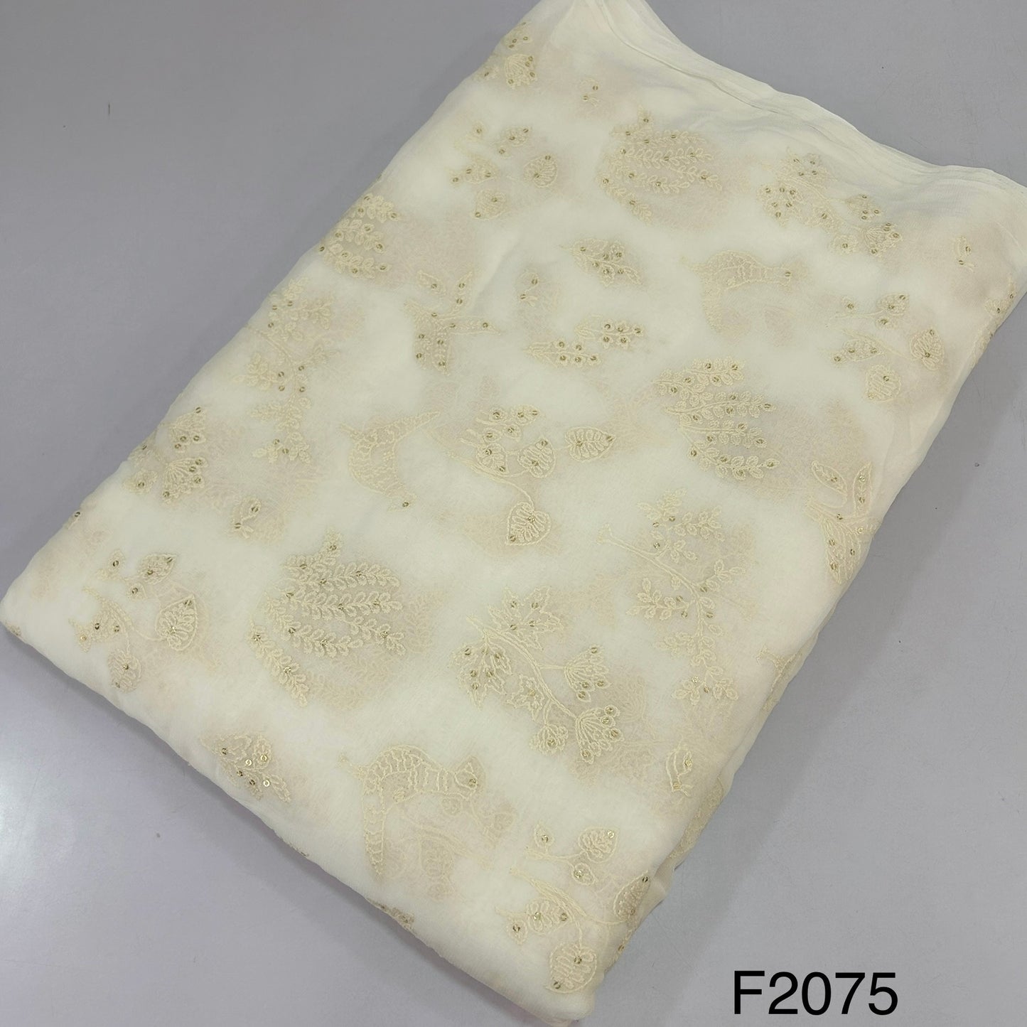 Thread Sequins Dyeable Georgette Fabric-F2075