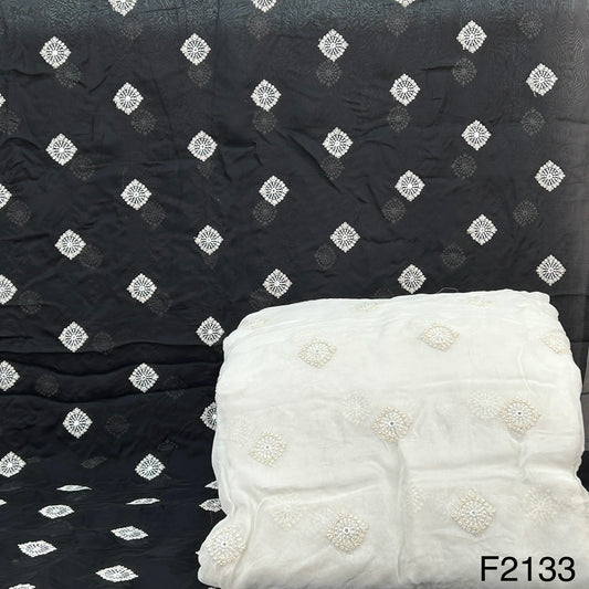 Thread Sequins Embroidered Organza Fabric-F2133
