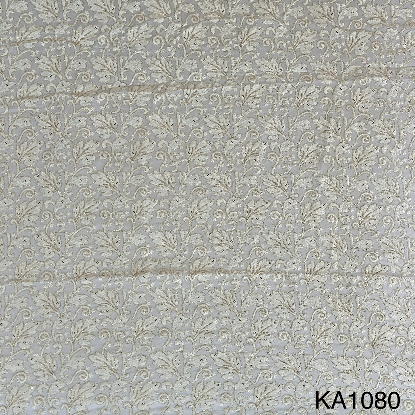 Dyeable Thread Sequins Embroidered Georgette Fabric - KA1080