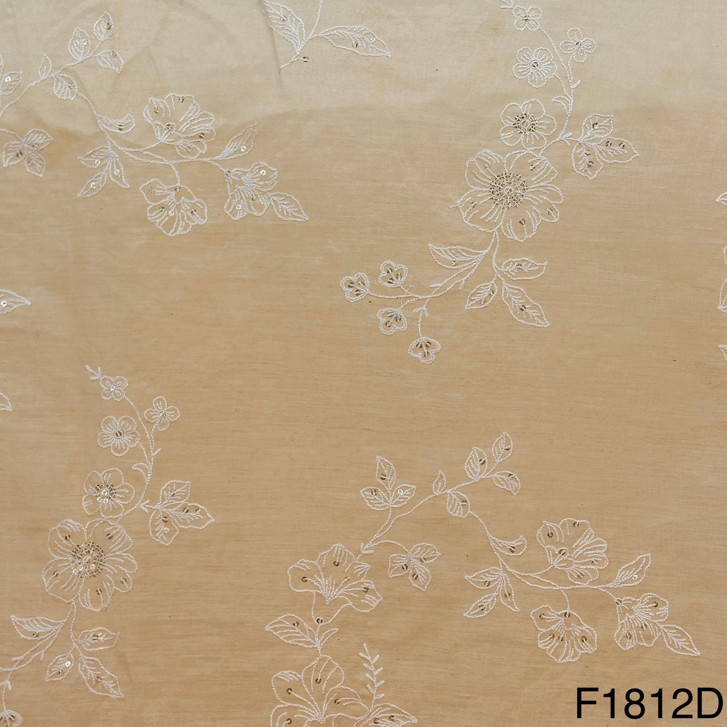Thread Sequins Embroidered Chanderi Silk Fabric-F1812