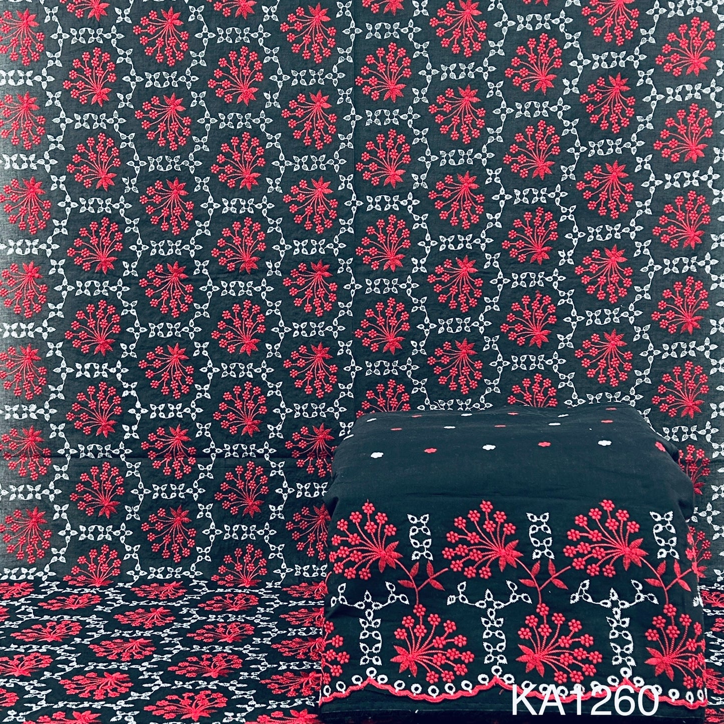 Chikankari Cotton Fabric-KA1260